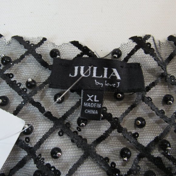 Julia By love J Short Sleeve Sheer Embellished Mesh Crop Top Juniors Size XL - Picture 2 of 4